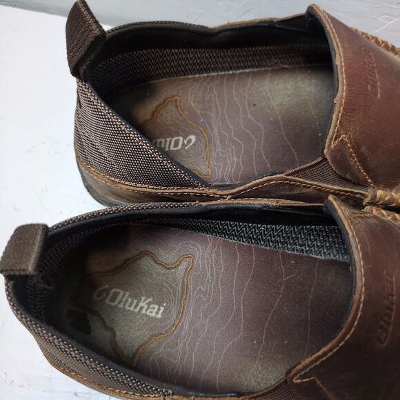 Olukai US Men 10 EU 43Waterproof Leather Deep Brown Slip on Shoes - Picture 3 of 9
